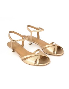 Gianmarco Sorelli Dora Sandaletto Tacco Basso Laminato Cipria Platino