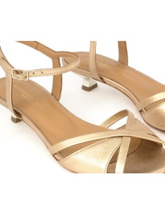 Gianmarco Sorelli Dora Sandaletto Tacco Basso Laminato Cipria Platino