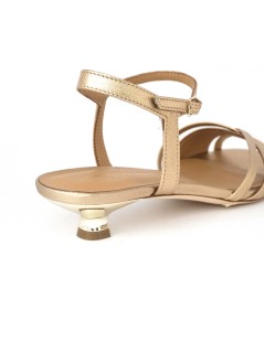 Gianmarco Sorelli Dora Sandaletto Tacco Basso Laminato Cipria Platino