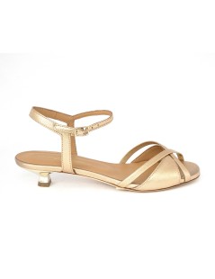 Gianmarco Sorelli Dora Sandaletto Tacco Basso Laminato Cipria Platino