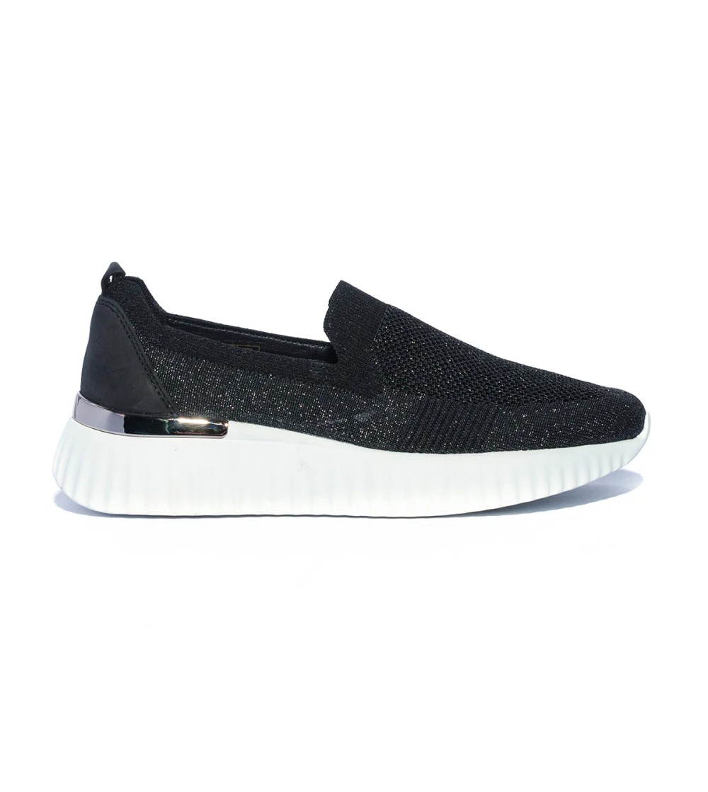 Valleverde Slipon Donna Leggero Tessuto Calza Nero