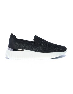 Valleverde Slipon Donna Leggero Tessuto Calza Nero
