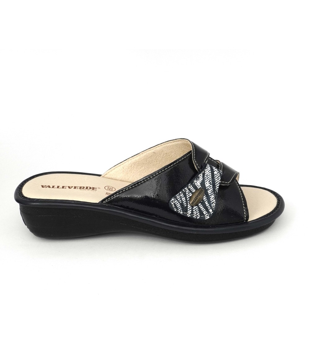 Valleverde Ciabatta Classica Plantare Pelle Velcro Blu