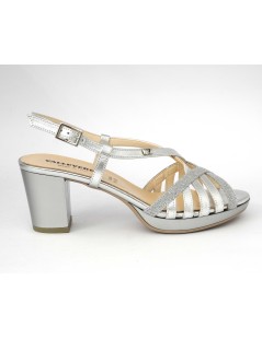 Valleverde Sandalo Cerimonia Plateau Laminato Glitter Argento