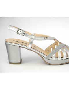 Valleverde Sandalo Cerimonia Plateau Laminato Glitter Argento