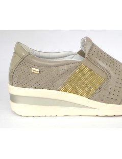 Valleverde Sneakers Slipon Elastici Strass Camoscio Sabbia
