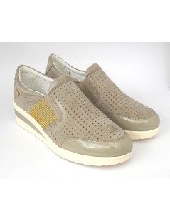 Valleverde Sneakers Slipon Elastici Strass Camoscio Sabbia