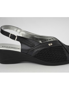 Valleverde Sandalo Zeppa Comfort Elastic Perlato Nero