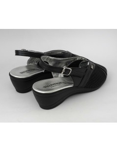 Valleverde Sandalo Zeppa Comfort Elastic Perlato Nero