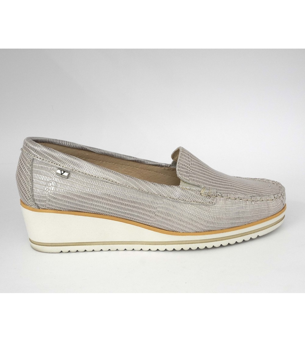 Valleverde Mocassino Comfort Zeppa Media Camoscio Tejus Perla