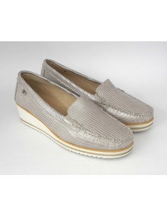 Valleverde Mocassino Comfort Zeppa Media Camoscio Tejus Perla