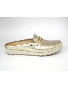 Valleverde Sabot Pelle Traforata Morsetto Metal Platino