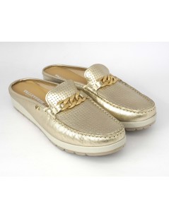 Valleverde Sabot Pelle Traforata Morsetto Metal Platino