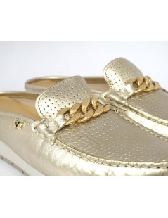 Valleverde Sabot Pelle Traforata Morsetto Metal Platino