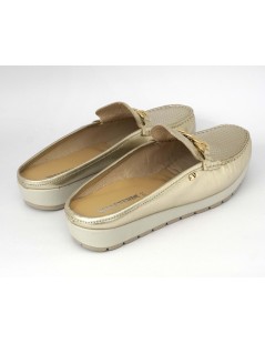 Valleverde Sabot Pelle Traforata Morsetto Metal Platino