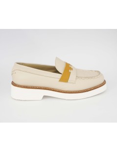 Triver Flight Mocassino College Artigianale Nappa Beige Ambra