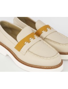 Triver Flight Mocassino College Artigianale Nappa Beige Ambra