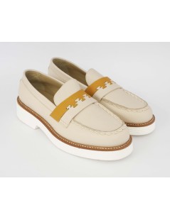 Triver Flight Mocassino College Artigianale Nappa Beige Ambra
