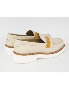 Triver Flight Mocassino College Artigianale Nappa Beige Ambra