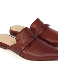 Triver Flight Sabot Mule Punta Tacco Basso Nappa Rubino