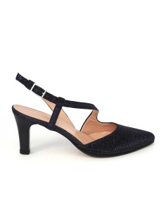 Vernissage Slingback Tacco Medio Trasversale Tessuto Blu