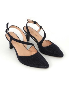 Vernissage Slingback Tacco Medio Trasversale Tessuto Blu