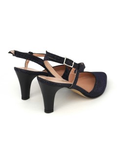 Vernissage Slingback Tacco Medio Trasversale Tessuto Blu
