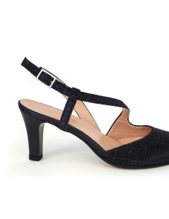 Vernissage Slingback Tacco Medio Trasversale Tessuto Blu