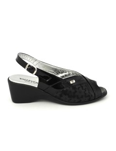 Valleverde Sandalo Comfort Zeppa Vernice Elastic Nero
