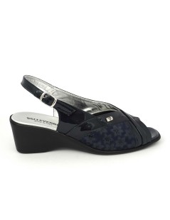 Valleverde Sandalo Comfort Zeppa Vernice Elastic Blu