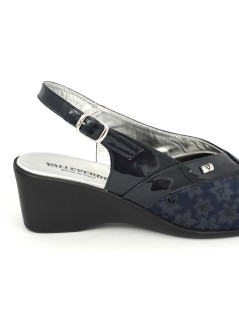 Valleverde Sandalo Comfort Zeppa Vernice Elastic Blu