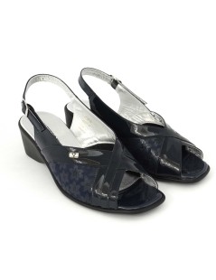Valleverde Sandalo Comfort Zeppa Vernice Elastic Blu