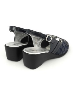 Valleverde Sandalo Comfort Zeppa Vernice Elastic Blu