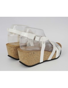 Valleverde Sandalo Bio Zeppa Alta Sughero Fascette Bianco