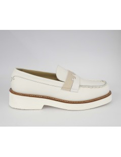 Triver Flight Mocassino College Artigianale Nappa Bianco Beige