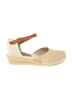 Ska Sandalo Espadrillas Basso Braccialetto Camoscio Beige
