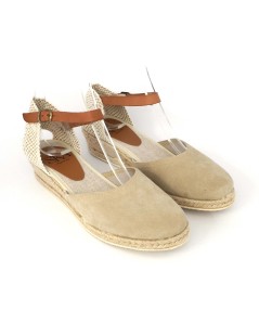 Ska Sandalo Espadrillas Basso Braccialetto Camoscio Beige
