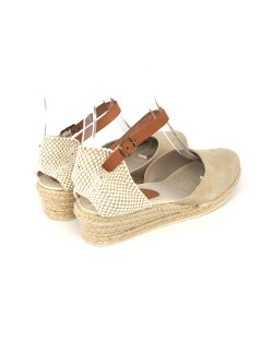 Ska Sandalo Espadrillas Basso Braccialetto Camoscio Beige