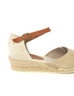 Ska Sandalo Espadrillas Basso Braccialetto Camoscio Beige