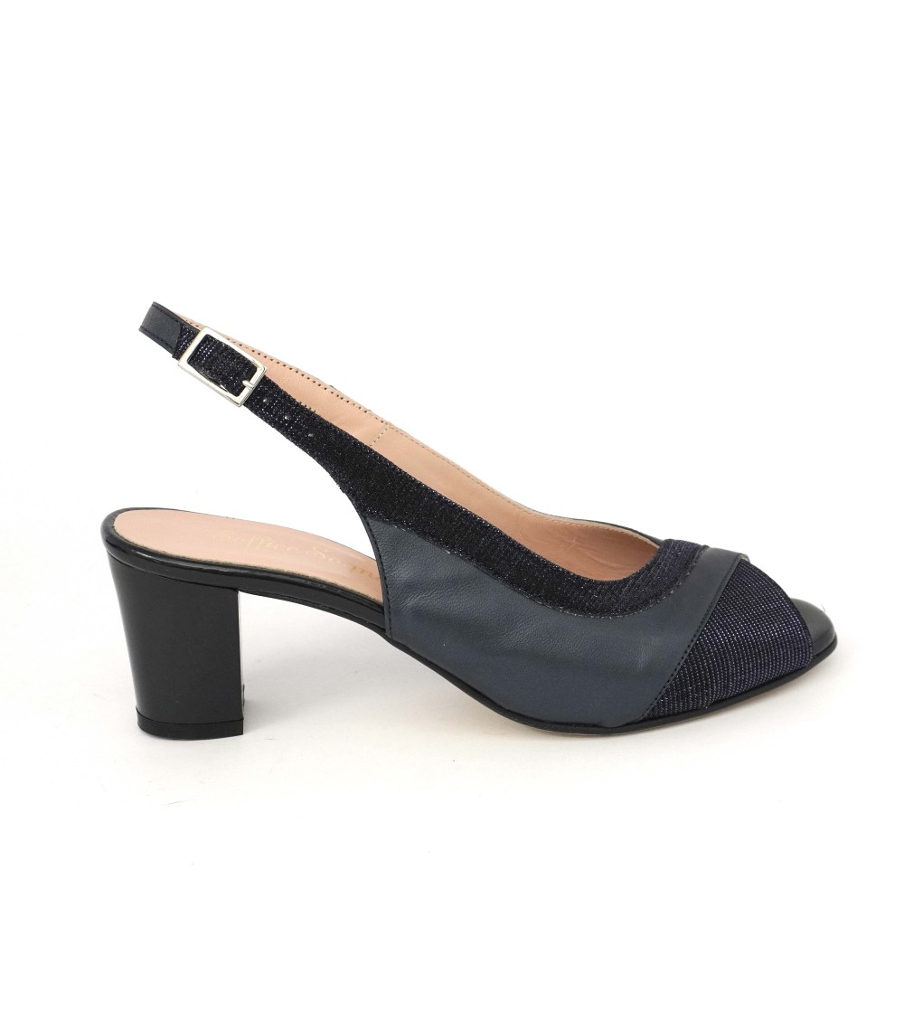 Soffice Sogno Sandalo Classic Inserto Glitter Perlato Blu