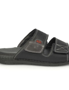 Valleverde Ciabatta Uomo 2 Velcro Tutto Pelle Nero