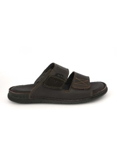 Valleverde Ciabatta Uomo 2 Velcro Tutto Pelle Testa di Moro