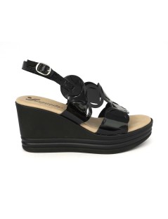 Susimoda Sandalo Zeppa Alta Gel Vernice Laserato Nero