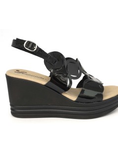 Susimoda Sandalo Zeppa Alta Gel Vernice Laserato Nero