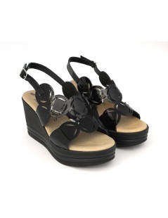 Susimoda Sandalo Zeppa Alta Gel Vernice Laserato Nero