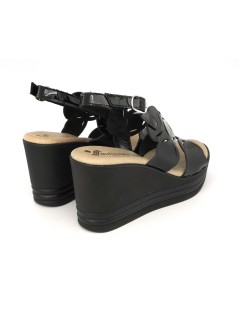 Susimoda Sandalo Zeppa Alta Gel Vernice Laserato Nero