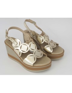 Susimoda Sandalo Zeppa Alta Gel Vernice Laserato Platino