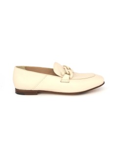 Triver Flight Mocassino Tacco Basso Morsetto Pelle Beige