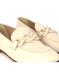 Triver Flight Mocassino Tacco Basso Morsetto Pelle Beige