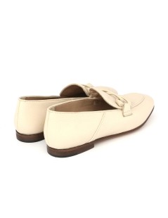 Triver Flight Mocassino Tacco Basso Morsetto Pelle Beige